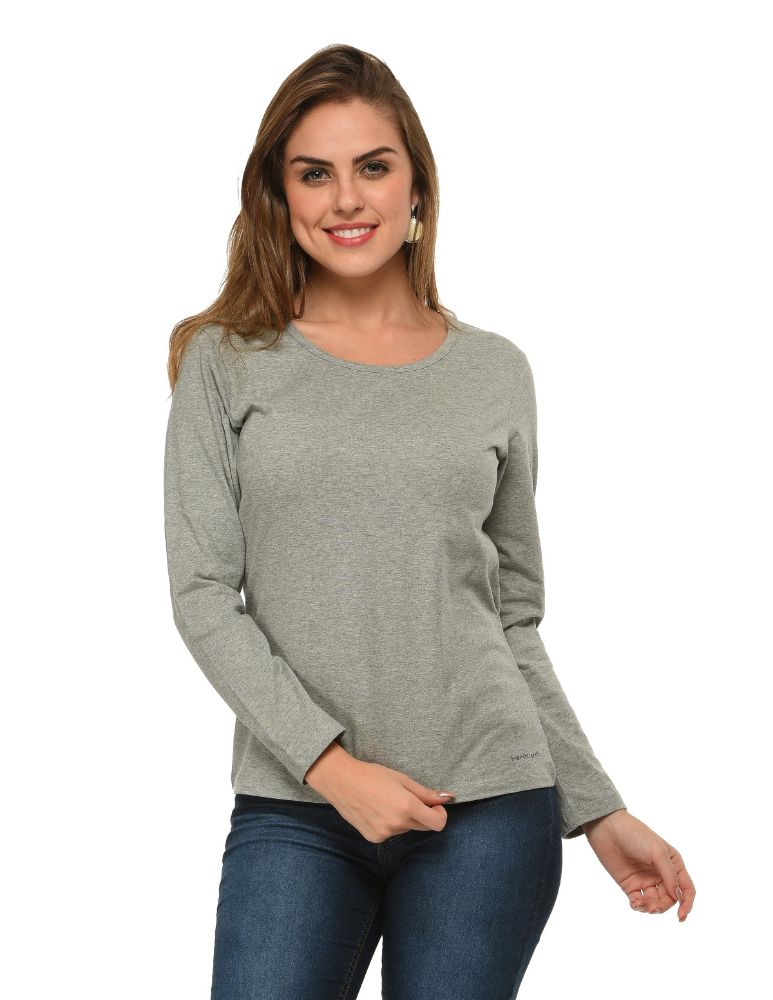 Picture of Frenchtrendz 100% Cotton Grey Solid Everyday Basic Top