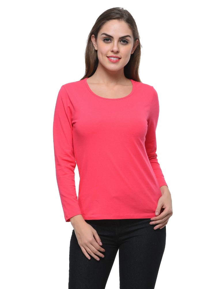 Picture of Frenchtrendz Cotton Spandex Dark Pink Bateu Neck Full Sleeve Top