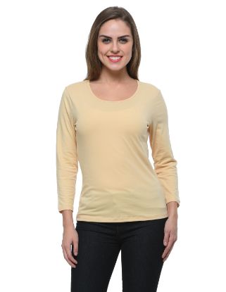 Picture of Frenchtrendz Cotton Spandex Skin Bateu Neck Full Sleeve Top