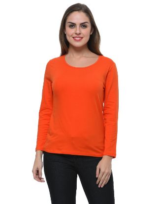 Picture of Frenchtrendz Cotton Spandex Rust Red Bateu Neck Full Sleeve Top