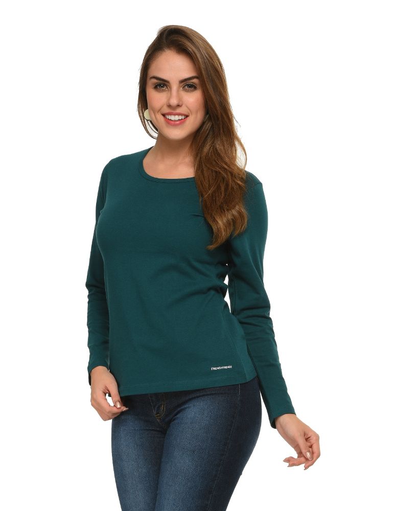 Picture of Frenchtrendz 100% Cotton Teal Solid Everyday Basic Top