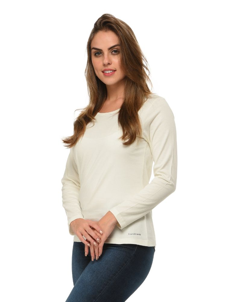 Picture of Frenchtrendz 100% Cotton Ivory Solid Everyday Basic Top