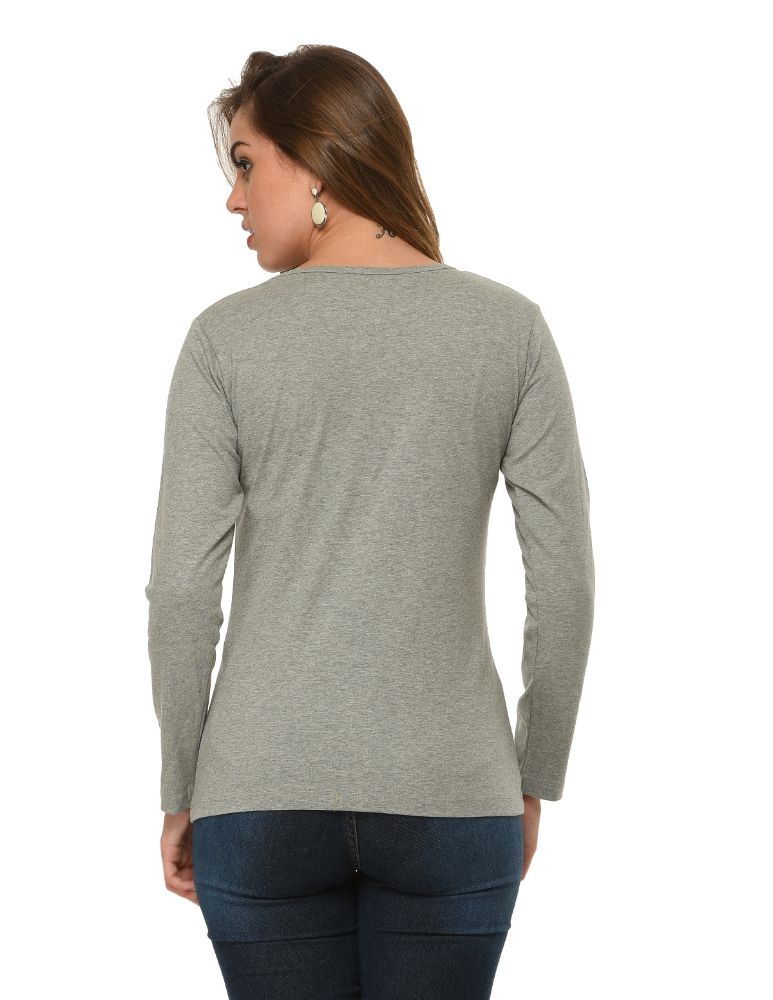 Picture of Frenchtrendz 100% Cotton Grey Solid Everyday Basic Top