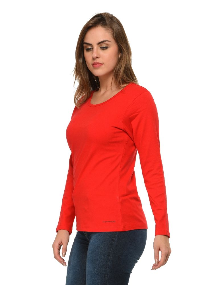 Picture of Frenchtrendz 100% Cotton Red Solid Everyday Basic Top