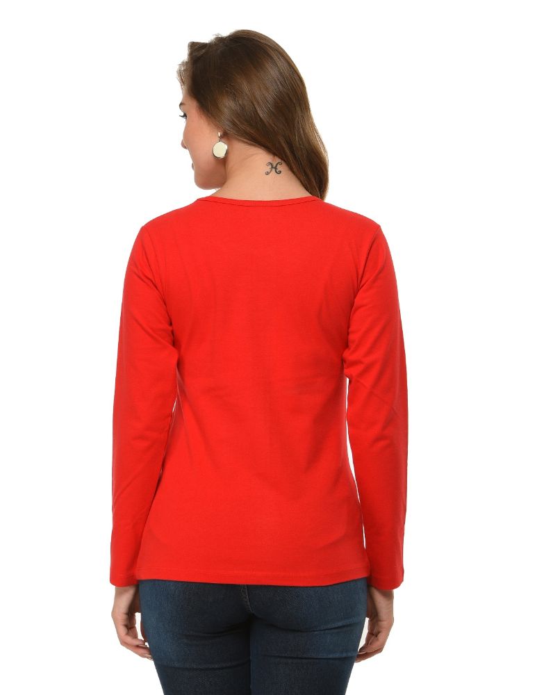 Picture of Frenchtrendz 100% Cotton Red Solid Everyday Basic Top