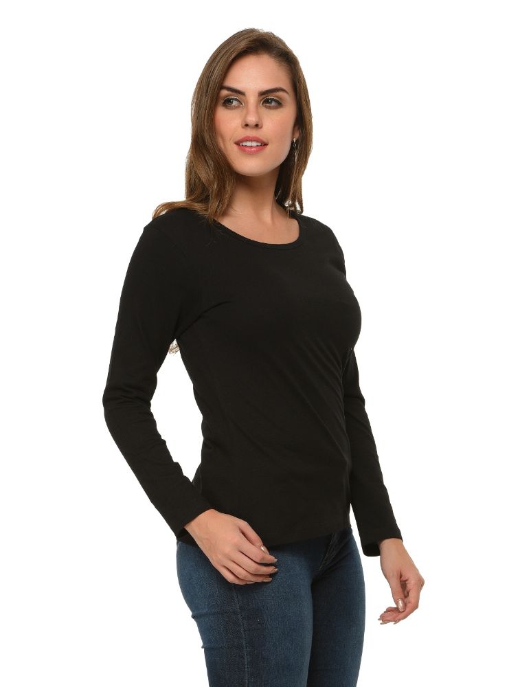 Picture of Frenchtrendz 100% Cotton Black Solid Everyday Basic Top
