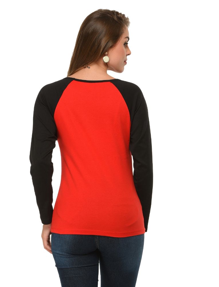 Picture of Frenchtrendz Cotton Red Black Raglan Full Sleeve T-Shirt