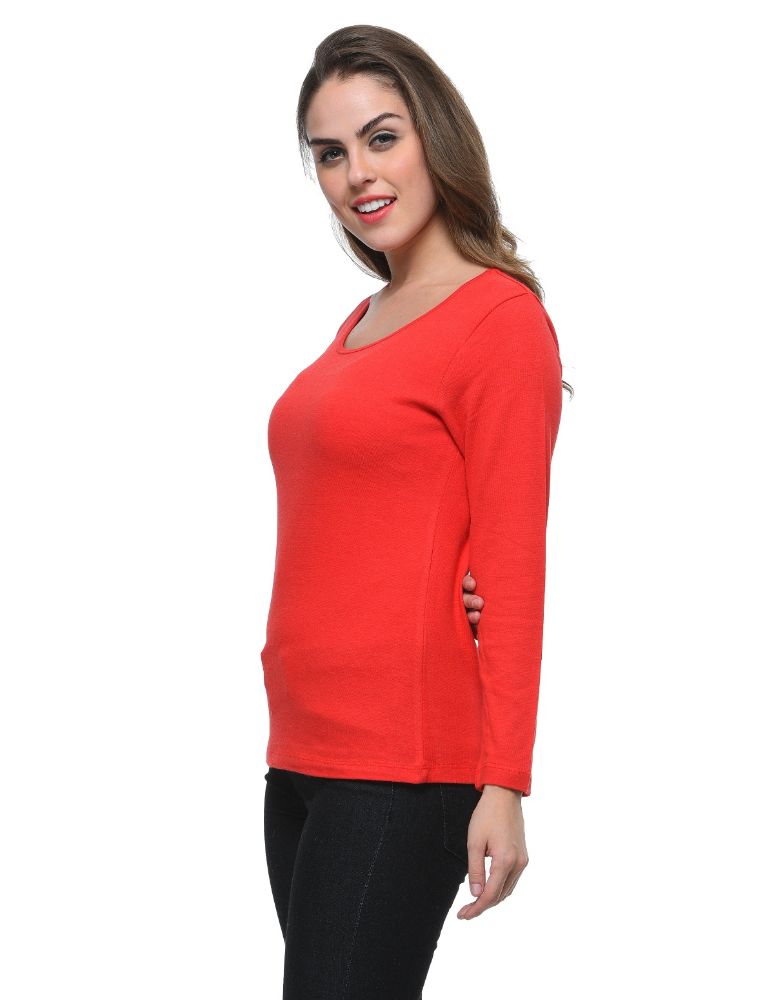 Picture of Frenchtrendz Cotton Bamboo Red Bateu Neck  T-Shirt