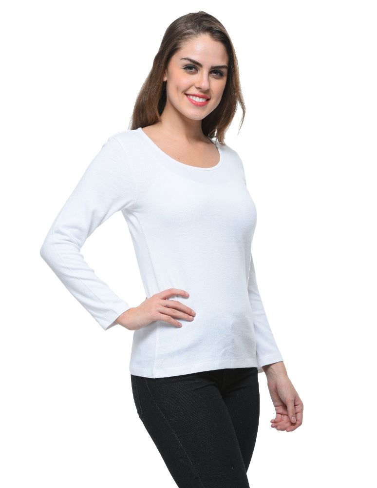 Picture of Frenchtrendz Cotton Bamboo White Bateu Neck  T-Shirt