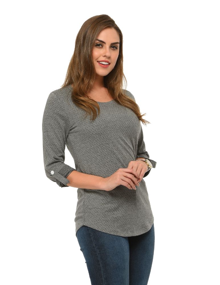 Picture of Frenchtrendz Cotton Poly Grey T-Shirt
