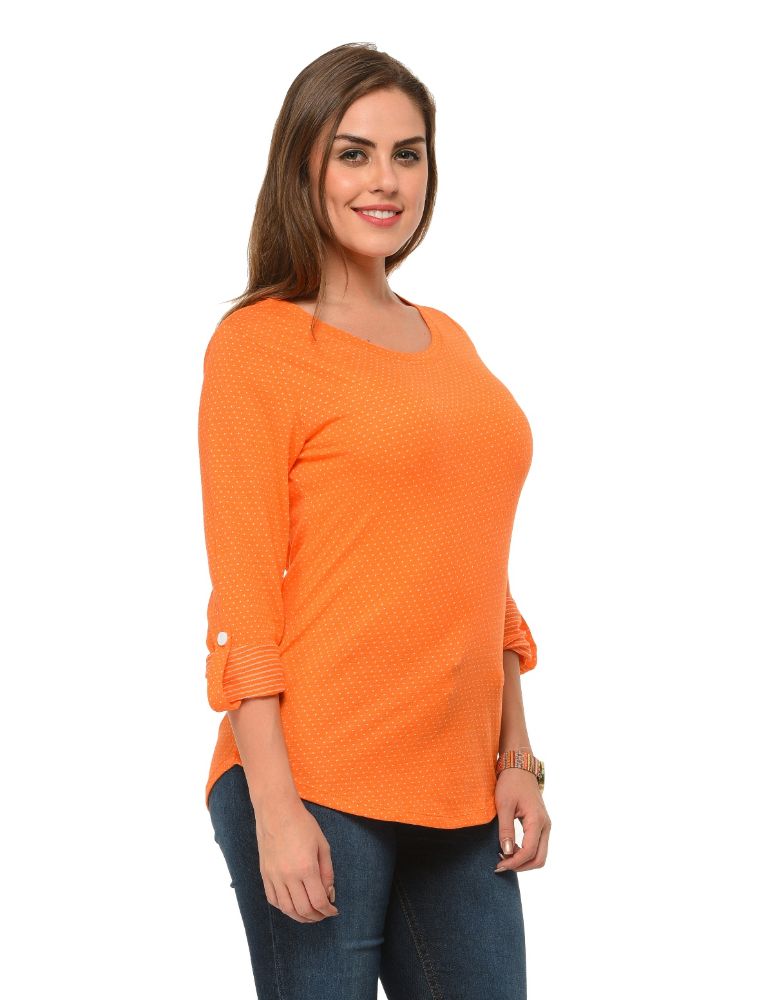Picture of Frenchtrendz Cotton Poly Orange T-Shirt