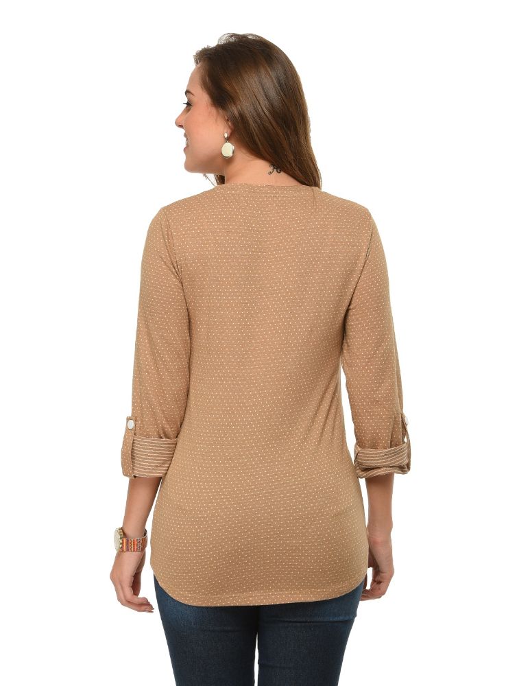 Picture of Frenchtrendz Cotton Poly Skin Polka Dot Roll-Up Sleeve Tops