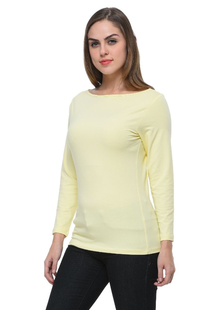 Picture of Frenchtrendz Cotton Spandex Butter Boat Neck Full Sleeve Top