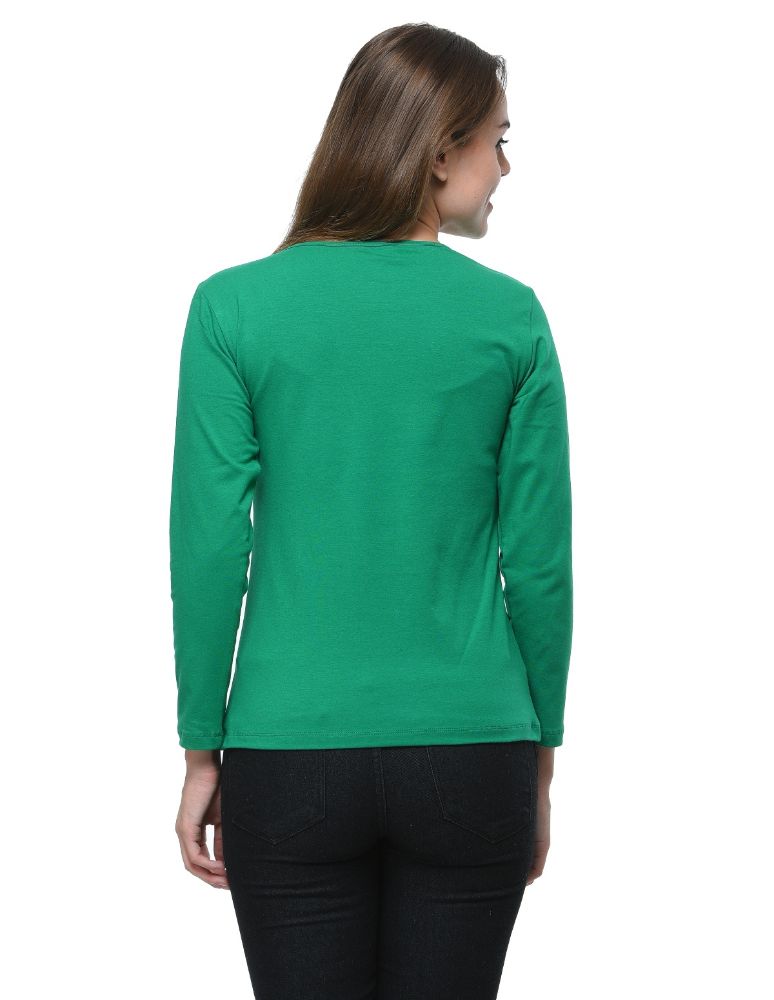 Picture of Frenchtrendz Cotton Spandex Green Bateu Neck Full Sleeve Top