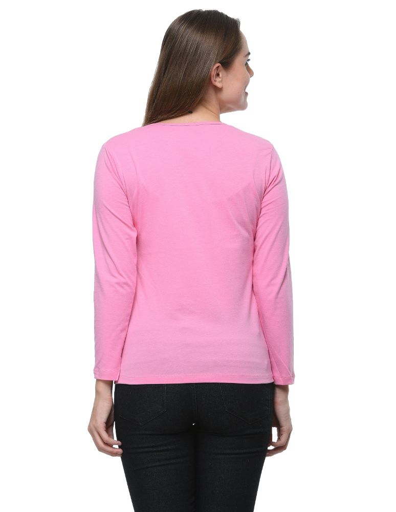 Picture of Frenchtrendz Cotton Spandex Baby Pink Bateu Neck Full Sleeve Top