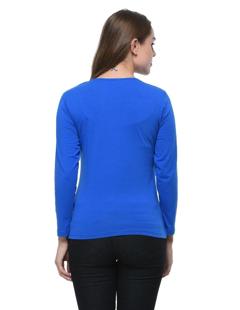 Picture of Frenchtrendz Cotton Spandex Blue Bateu Neck Full Sleeve Top