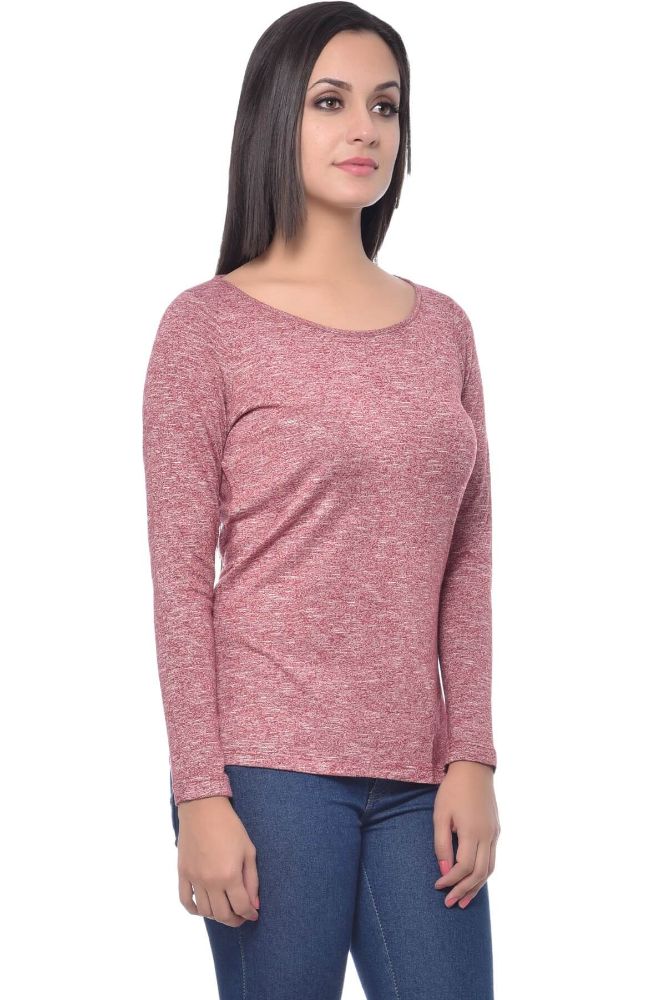 Picture of Frenchtrendz Grindle Dark Maroon Round Neck Full Sleeve Top