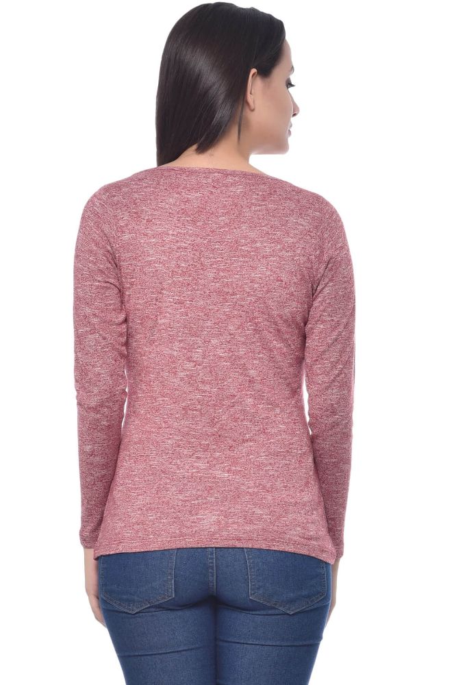 Picture of Frenchtrendz Grindle Dark Maroon Round Neck Full Sleeve Top