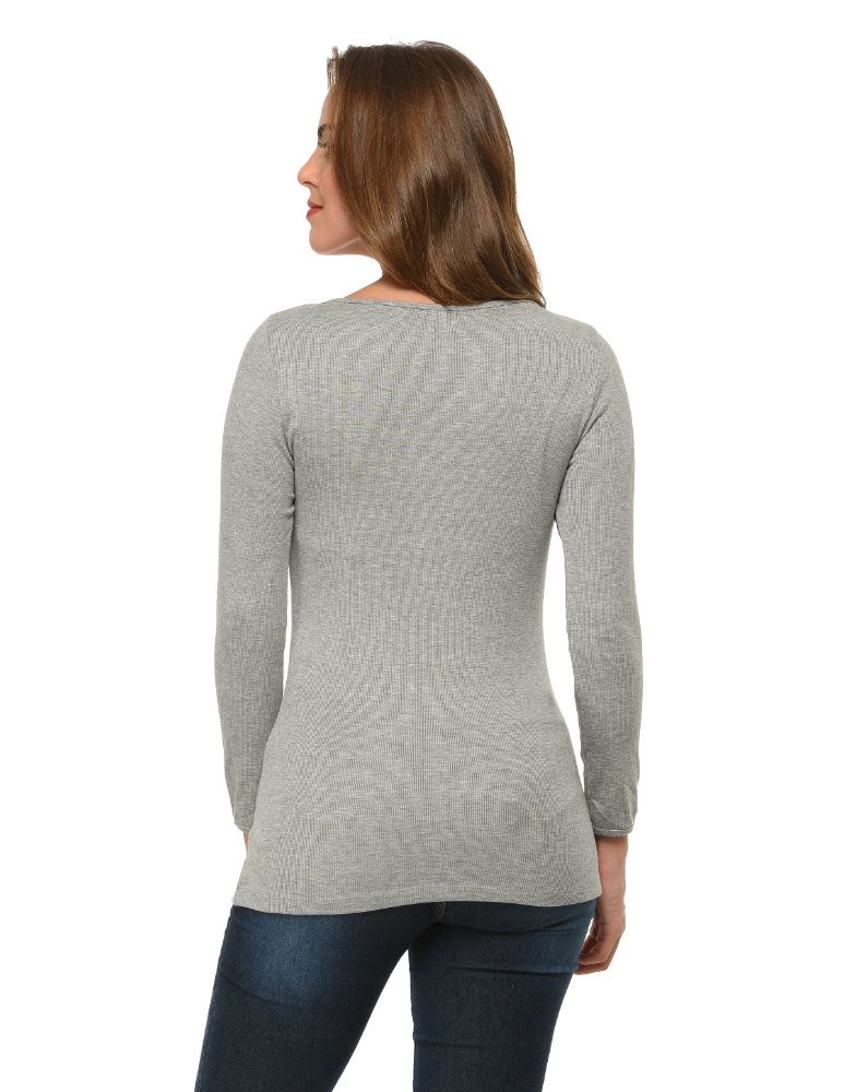 Picture of Frenchtrendz Rib Viscose Grey T-Shirt