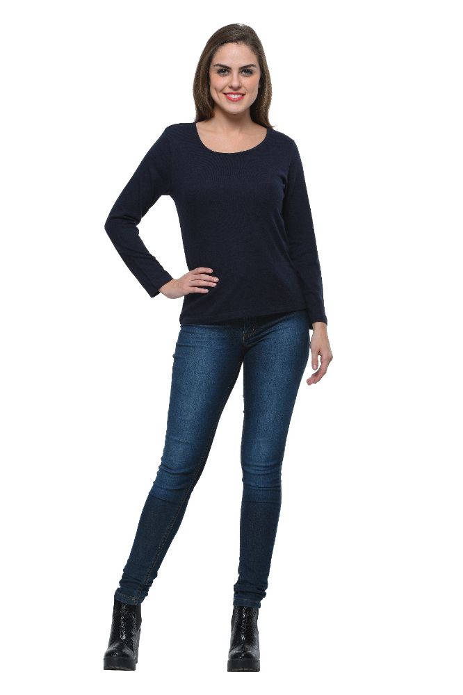 Picture of Frenchtrendz Cotton Bamboo Navy Bateu Neck  T-Shirt