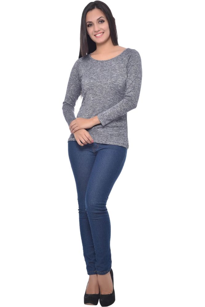 Picture of Frenchtrendz Grindle Navy Round Neck Full Sleeve Top