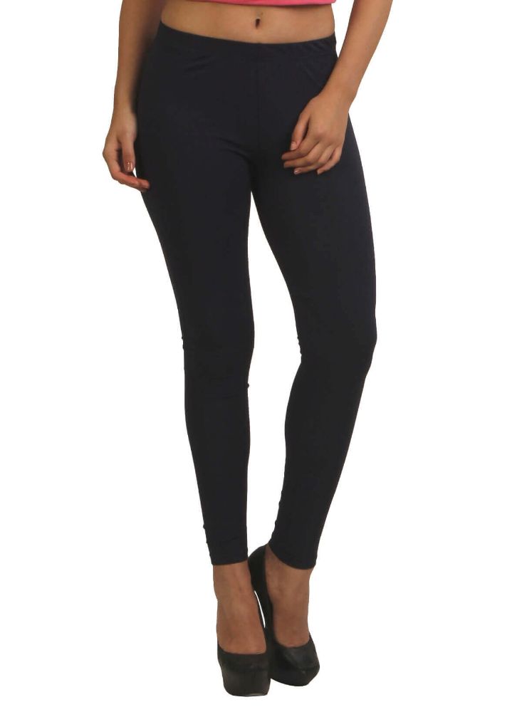 Picture of Frenchtrendz Cotton Spandex Fleece Navy Warmer Ankle Leggings