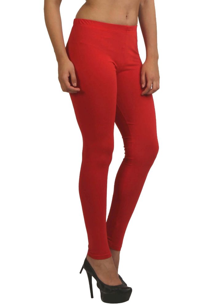 Picture of Frenchtrendz Cotton Spandex Fleece Red Warmer Ankle Leggings