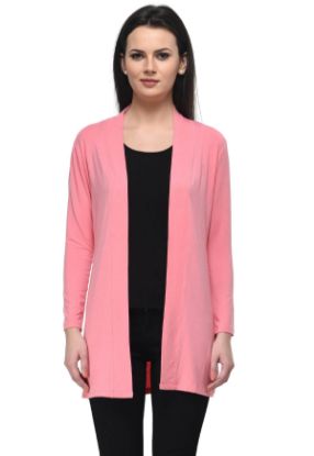Picture of Frenchtrendz Viscose Spandex Coral Long Length Shrug