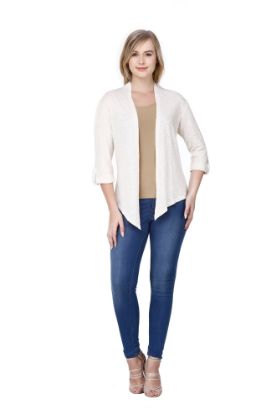 Picture of Frenchtrendz Viscose Linen Oatmeal Medium Length Shrug
