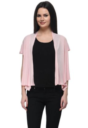 Picture of Frenchtrendz Viscose Crepe Baby Pink Short Length Shrug