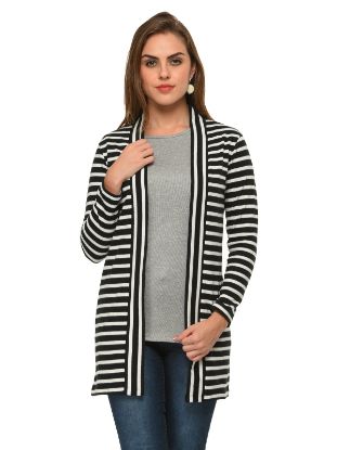 Picture of Frenchtrendz Cotton Black White Long Length Shrug