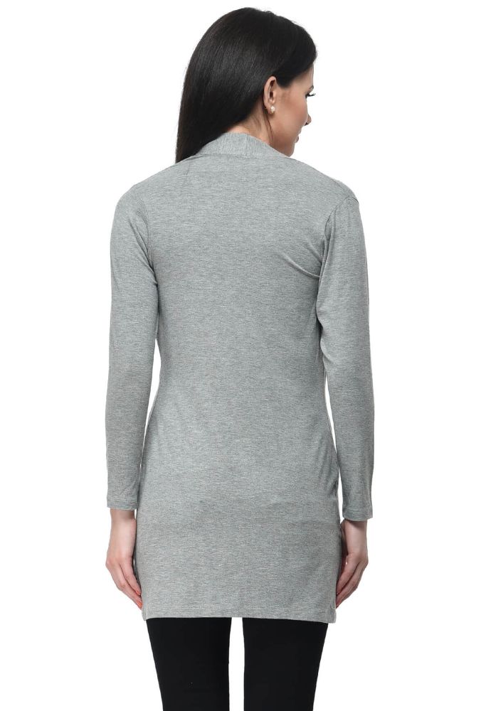 Picture of Frenchtrendz Viscose Spandex Light Grey Long Length Shrug