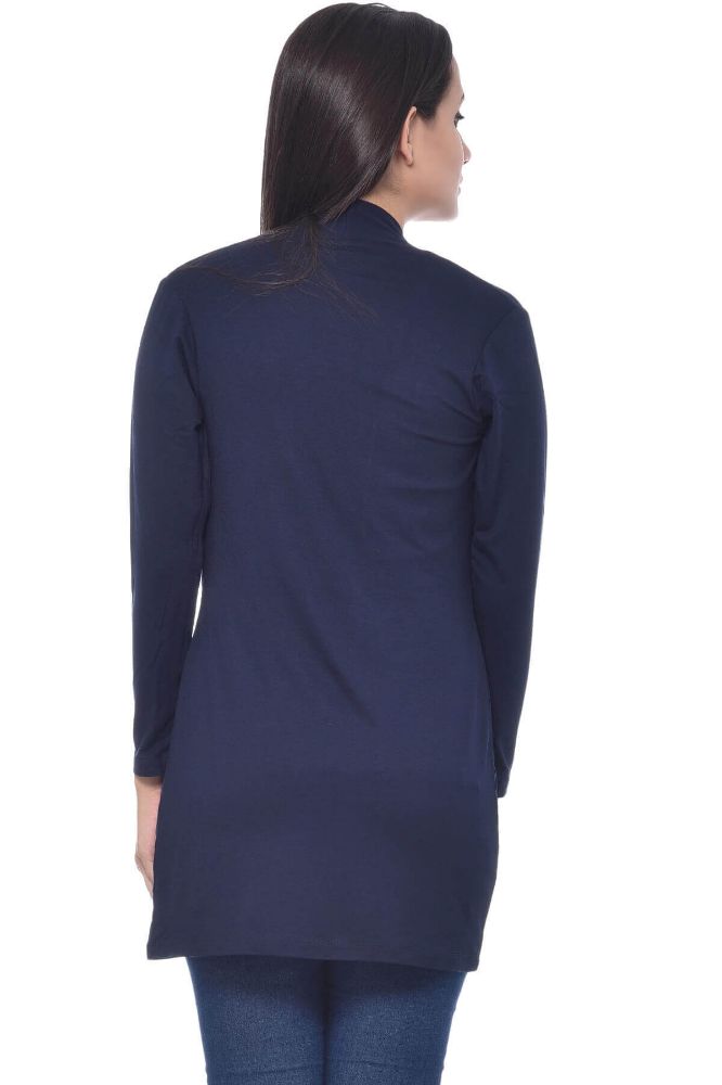 Picture of Frenchtrendz Viscose Spandex Navy Long Length Shrug