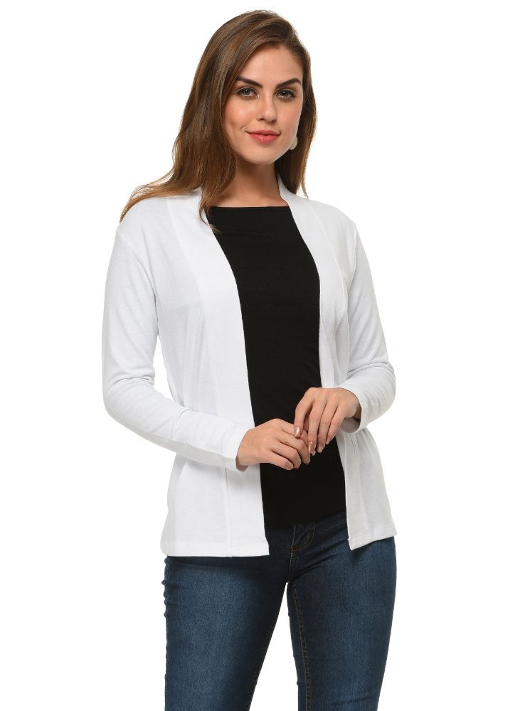 Picture of Frenchtrendz Cotton Bamboo White Medium Length Shrug