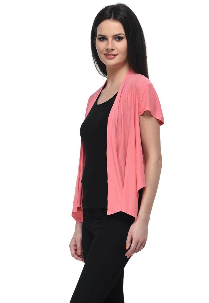 Picture of Frenchtrendz Viscose Crepe Coral Short Length Shrug