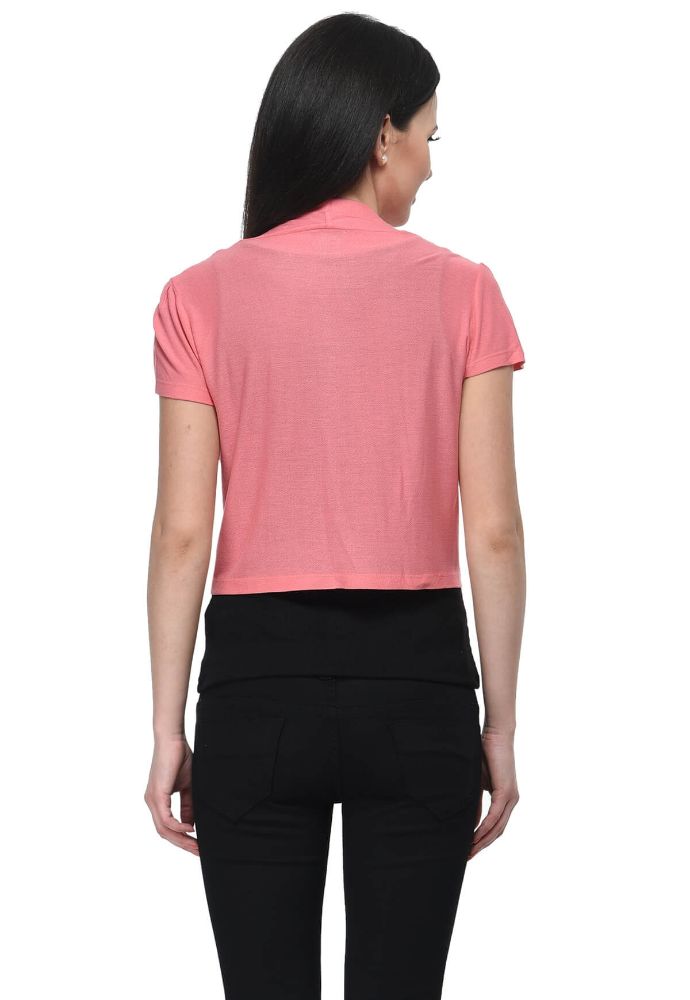 Picture of Frenchtrendz Viscose Crepe Coral Short Length Shrug