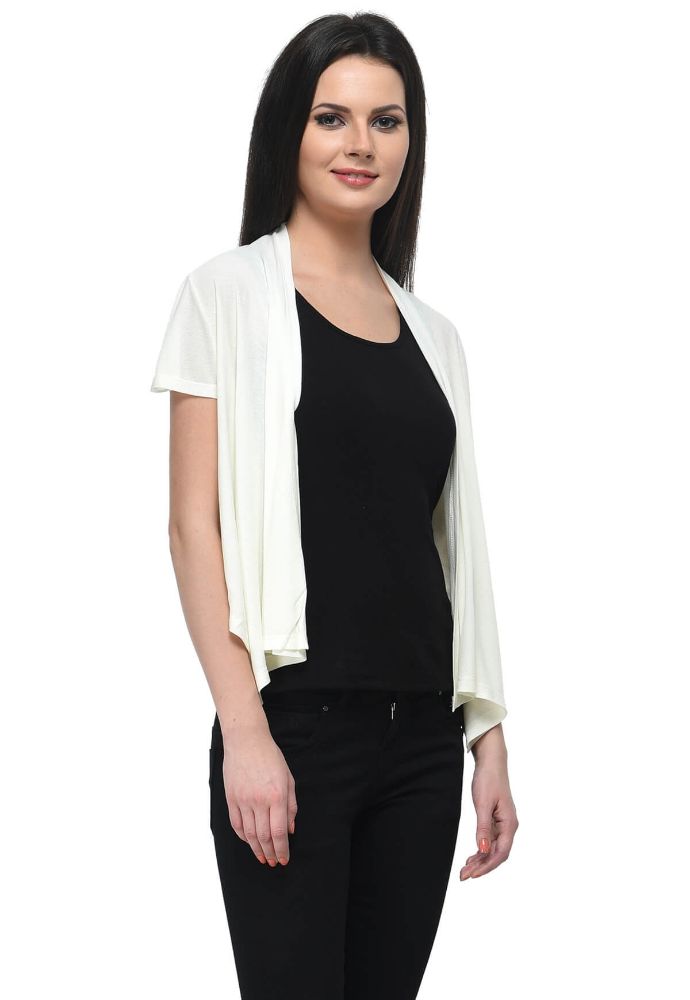 Picture of Frenchtrendz Viscose Crepe Ivory Short Length Shrug