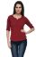Picture of Frenchtrendz Cotton Slub Dark Maroon Raglan 3/4 Sleeve Top