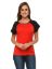 Picture of Frenchtrendz Cotton Red Black Raglan Cap Sleeve Medium Length Top