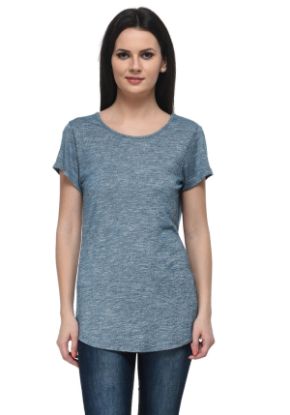 Picture of Frenchtrendz Grindle Blue Round Neck short Sleeve Long Length Top