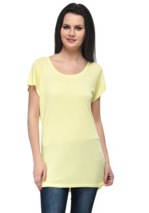Picture of Frenchtrendz Viscose Butter Round Neck Long Length short Sleeve Top