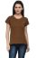 Picture of Frenchtrendz Cotton Slub Khaki Round Neck Half Sleeve Medium Length T-Shirt