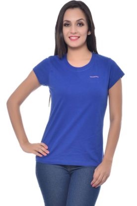 Picture of Frenchtrendz Cotton Ink Blue Round Neck Half Sleeve Medium Length T-Shirt