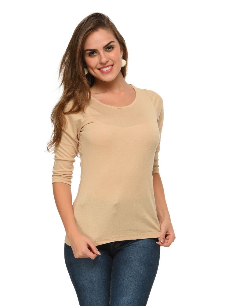 Picture of Frenchtrendz Viscose Skin Bateu Neck 3/4 Sleeve Top