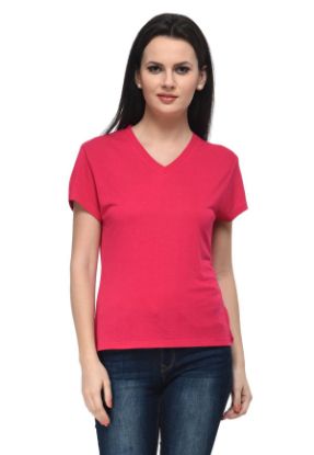 Picture of Frenchtrendz Viscose Pink V-Neck Half Sleeve Short Length Tops