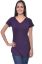 Picture of Frenchtrendz Viscose Slub Purple V-Neck short Sleeve Long Length Top