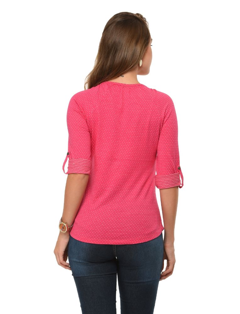 Picture of Frenchtrendz Cotton Poly Pink Raglan 3/4 Sleeve Top