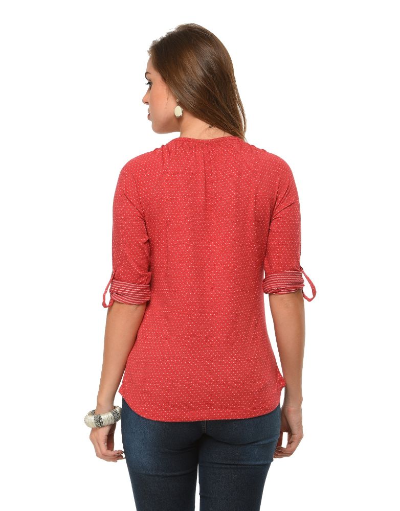 Picture of Frenchtrendz Cotton Poly Maroon Raglan 3/4 Sleeve Top