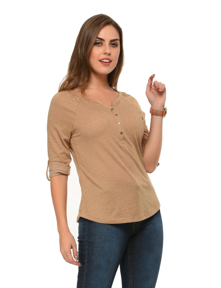 Picture of Frenchtrendz Cotton Poly Skin Raglan 3/4 Sleeve Top