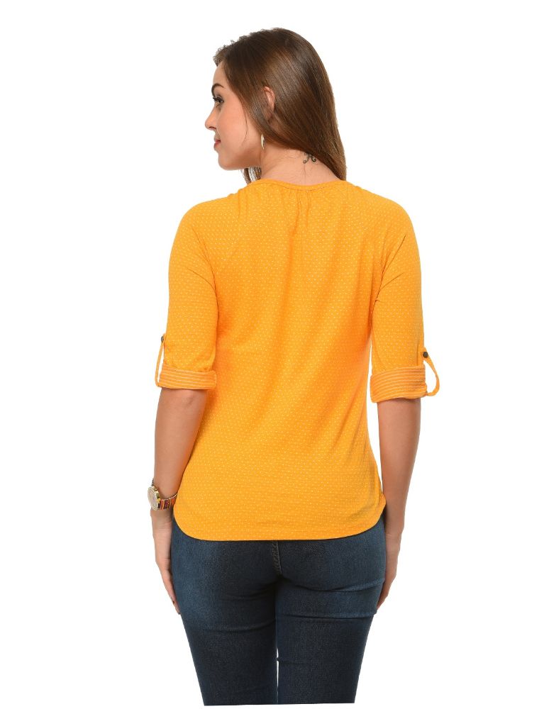 Picture of Frenchtrendz Cotton Poly Mustard Raglan 3/4 Sleeve Top